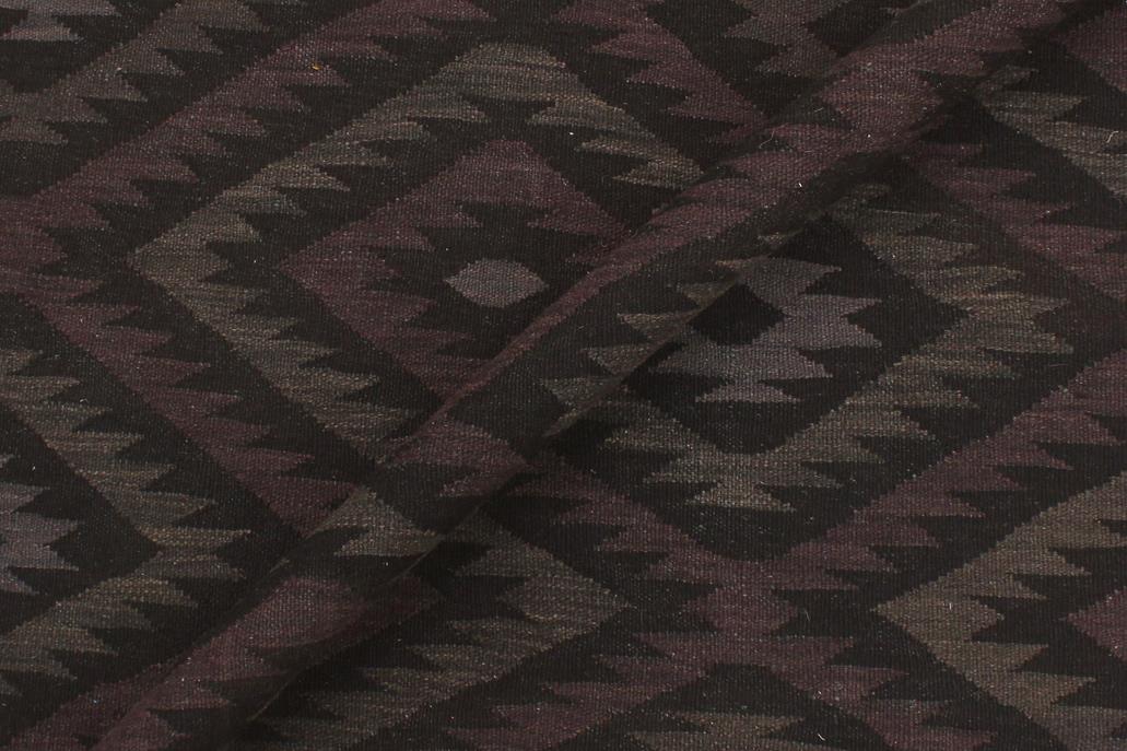 Flat Weave Kilim Antique Navaho Vintage handmade Geometric Kilim Black Blue Hand-Woven Rectangle 100% Wool Area Rug 6x8 