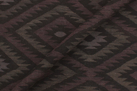 handmade Modern Kilim Black Blue Hand-Woven RECTANGLE 100% WOOL area rug 6' x 8'