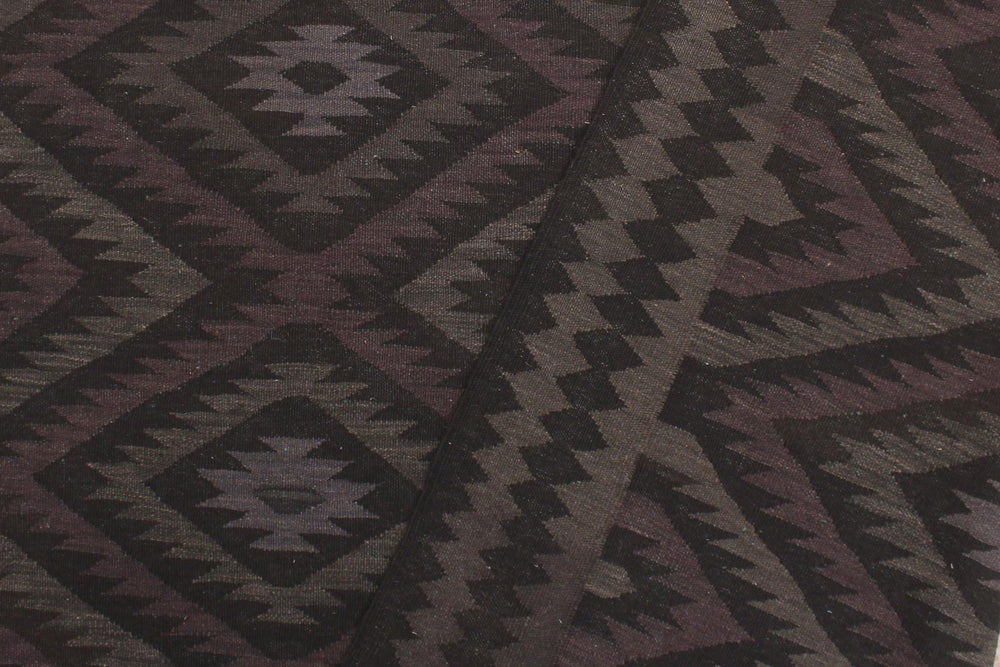 handmade Modern Kilim Black Blue Hand-Woven RECTANGLE 100% WOOL area rug 6' x 8'