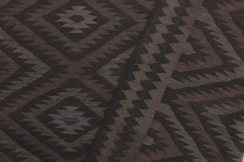 handmade Modern Kilim Black Blue Hand-Woven RECTANGLE 100% WOOL area rug 6' x 8'