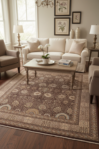 handmade Traditional Veg Dye Brown Tan Hand Knotted RECTANGLE 100% WOOL area rug 10' x 14'