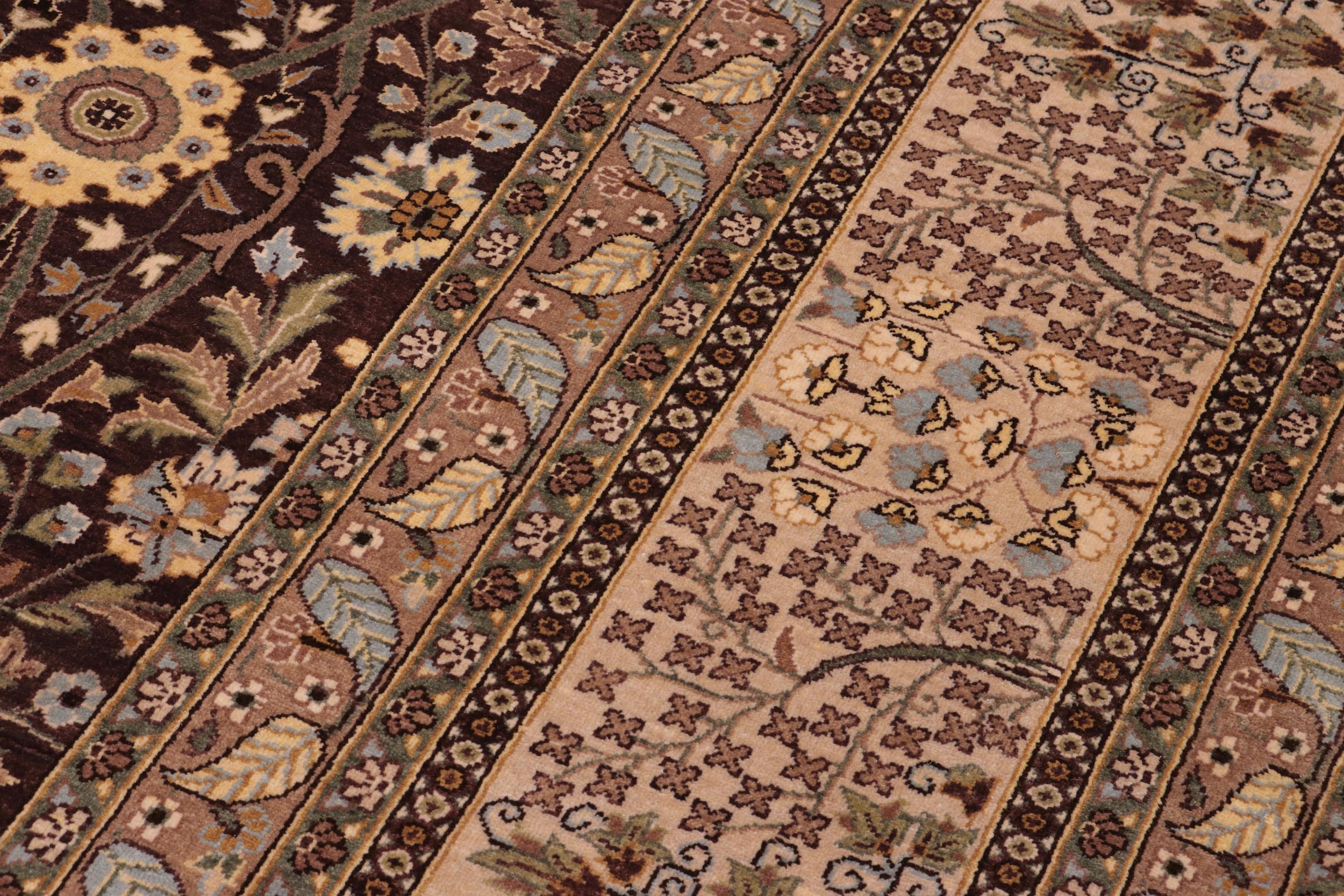 handmade Traditional Veg Dye Brown Tan Hand Knotted RECTANGLE 100% WOOL area rug 10' x 14'