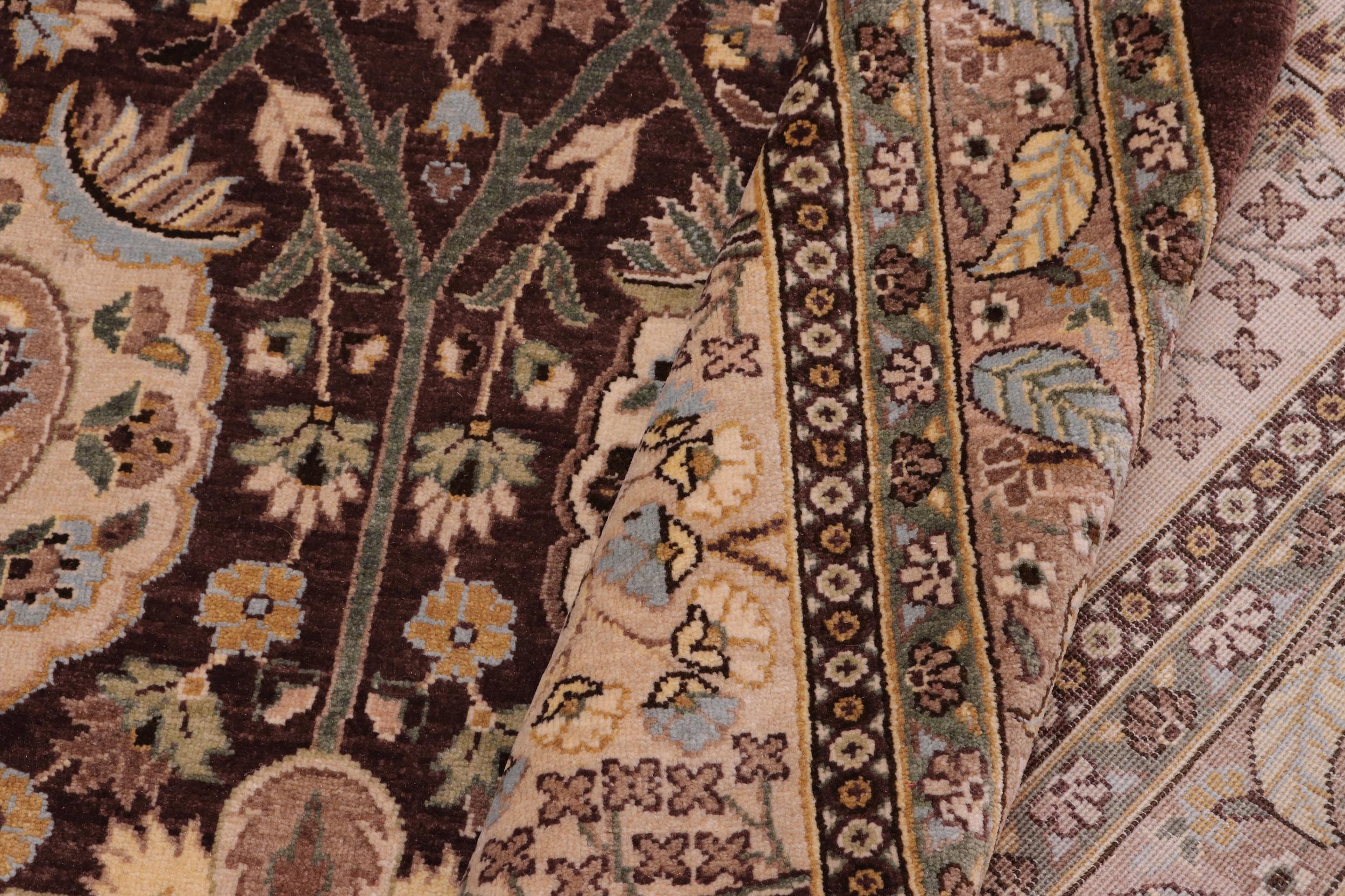 handmade Traditional Veg Dye Brown Tan Hand Knotted RECTANGLE 100% WOOL area rug 10' x 14'