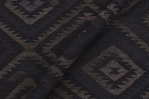 handmade Modern Kilim Black Blue Hand-Woven RECTANGLE 100% WOOL area rug 6' x 8'