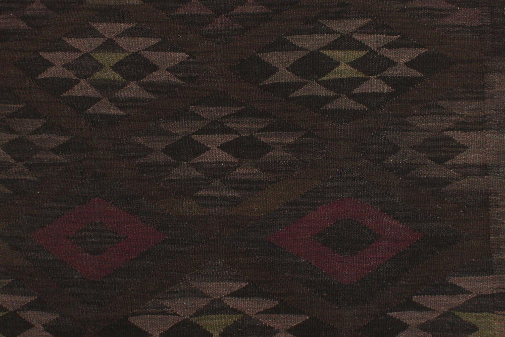 handmade Modern Kilim Charcoal Brown Hand-Woven RECTANGLE 100% WOOL area rug 6' x 8'