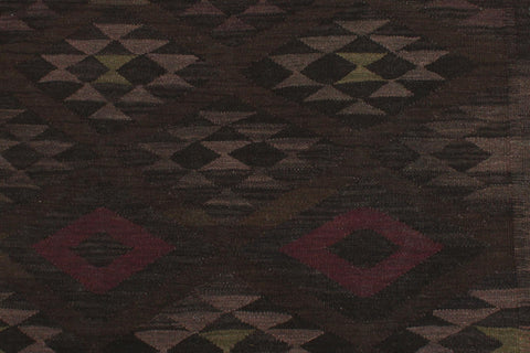 handmade Modern Kilim Charcoal Brown Hand-Woven RECTANGLE 100% WOOL area rug 6' x 8'
