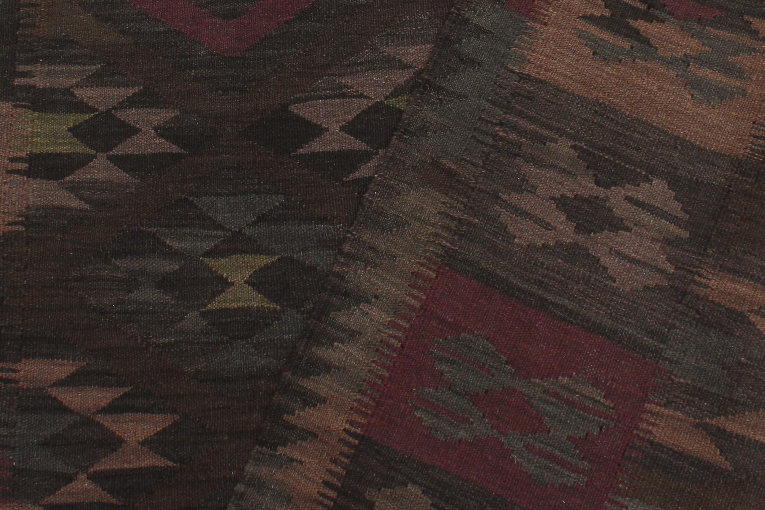 handmade Modern Kilim Charcoal Brown Hand-Woven RECTANGLE 100% WOOL area rug 6' x 8'