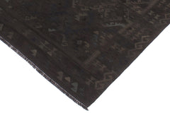 handmade Modern Kilim Black Blue Hand-Woven RECTANGLE 100% WOOL area rug 6' x 8'