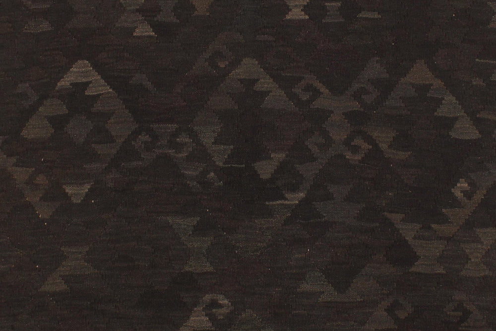 handmade Modern Kilim Black Blue Hand-Woven RECTANGLE 100% WOOL area rug 6' x 8'