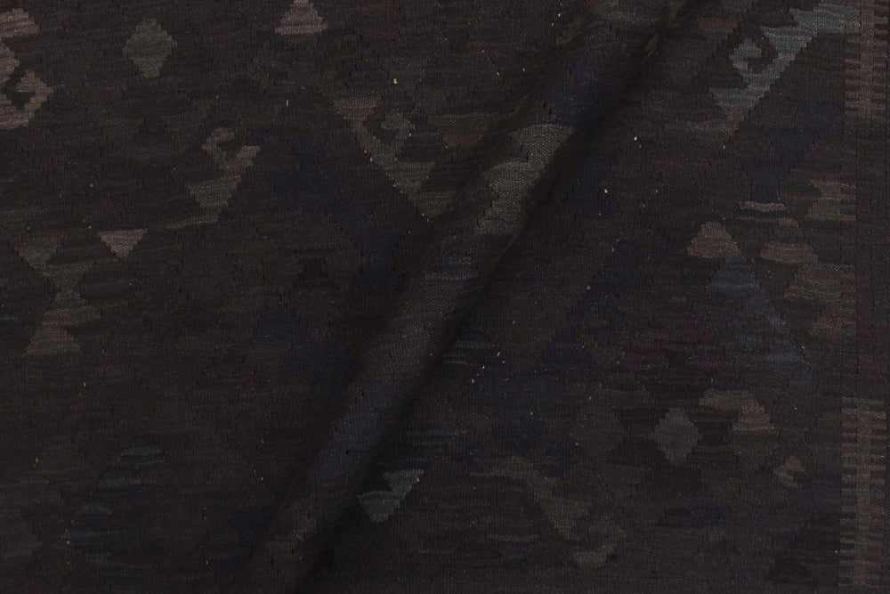 handmade Modern Kilim Black Blue Hand-Woven RECTANGLE 100% WOOL area rug 6' x 8'