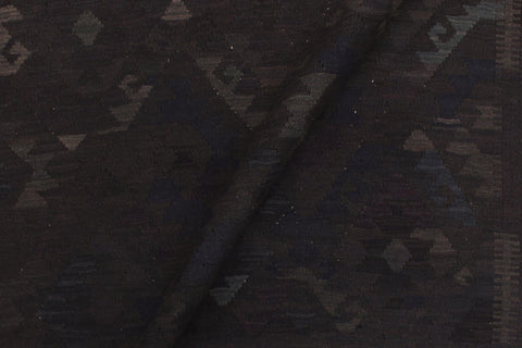 handmade Modern Kilim Black Blue Hand-Woven RECTANGLE 100% WOOL area rug 6' x 8'