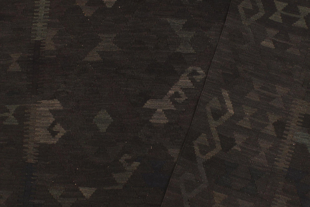 handmade Modern Kilim Black Blue Hand-Woven RECTANGLE 100% WOOL area rug 6' x 8'
