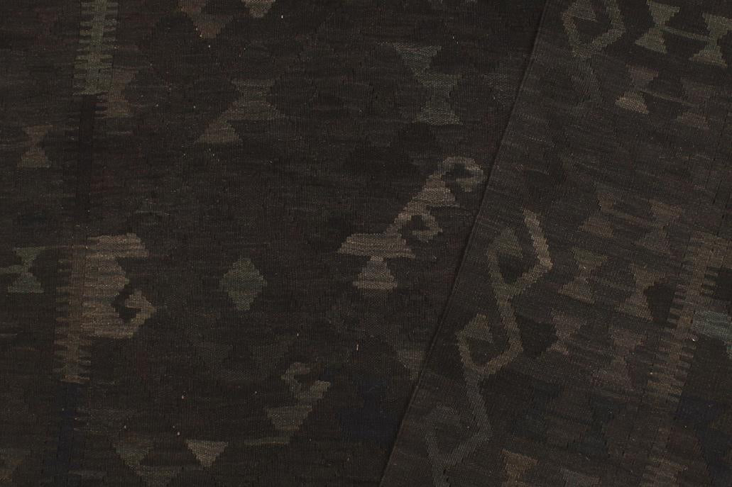 Flat Weave Kilim Antique Navaho Vintage handmade Geometric Kilim Black Blue Hand-Woven Rectangle 100% Wool Area Rug 6x8 