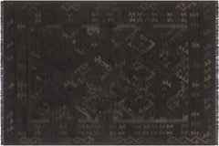 handmade Modern Kilim Black Blue Hand-Woven RECTANGLE 100% WOOL area rug 6' x 8'