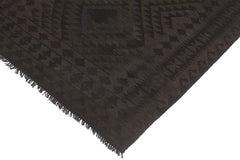 Flat Weave Kilim Antique Navaho Vintage handmade Geometric Kilim Black Blue Hand-Woven Rectangle 100% Wool Area Rug 5x6 