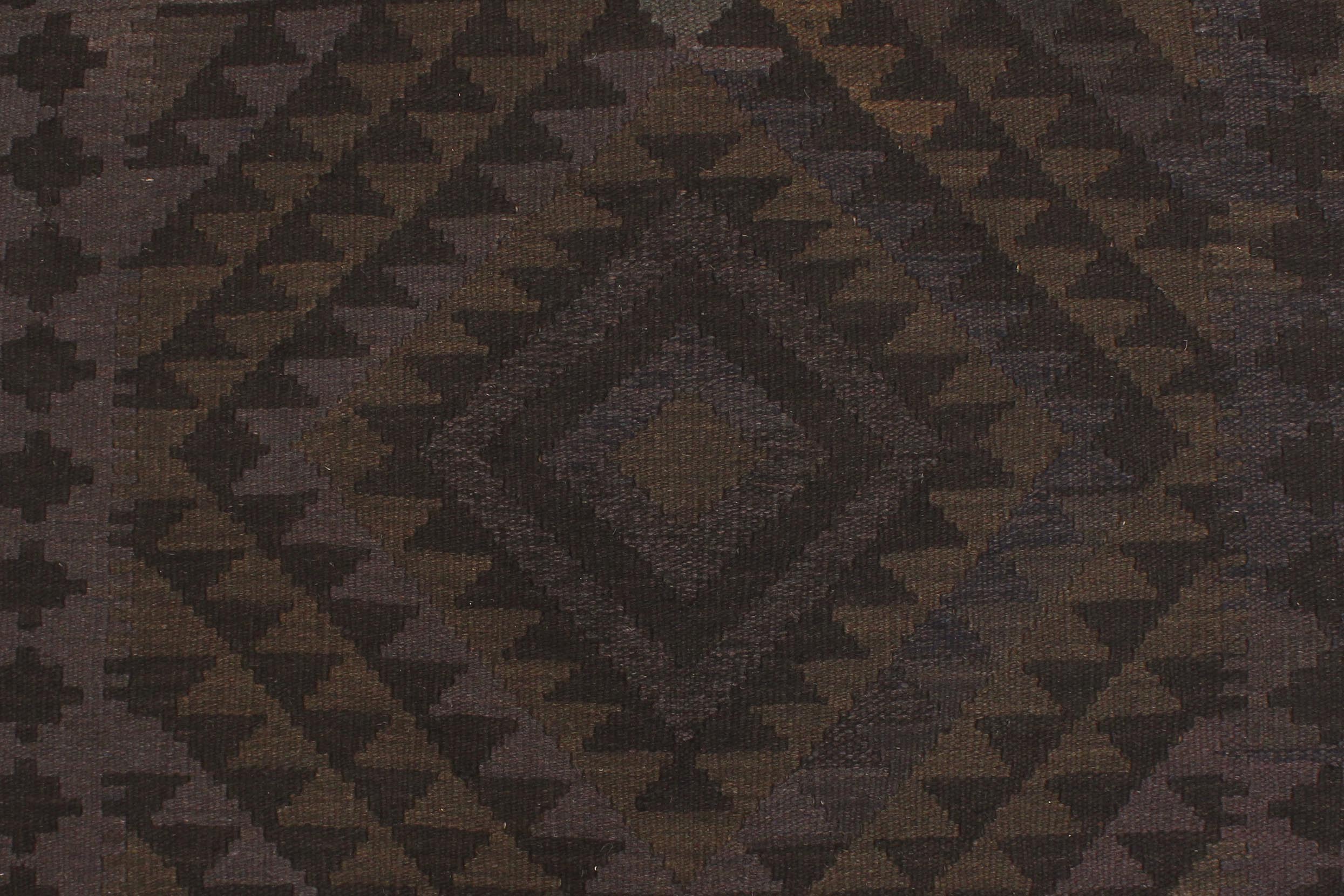 handmade Modern Kilim Black Blue Hand-Woven RECTANGLE 100% WOOL area rug 5x6