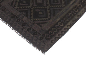 handmade Modern Kilim Black Blue Hand-Woven RECTANGLE 100% WOOL area rug 5x6