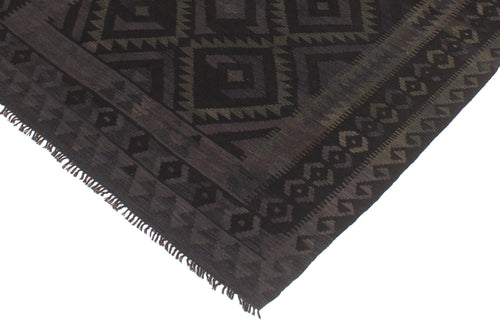 handmade Modern Kilim Black Blue Hand-Woven RECTANGLE 100% WOOL area rug 5x6