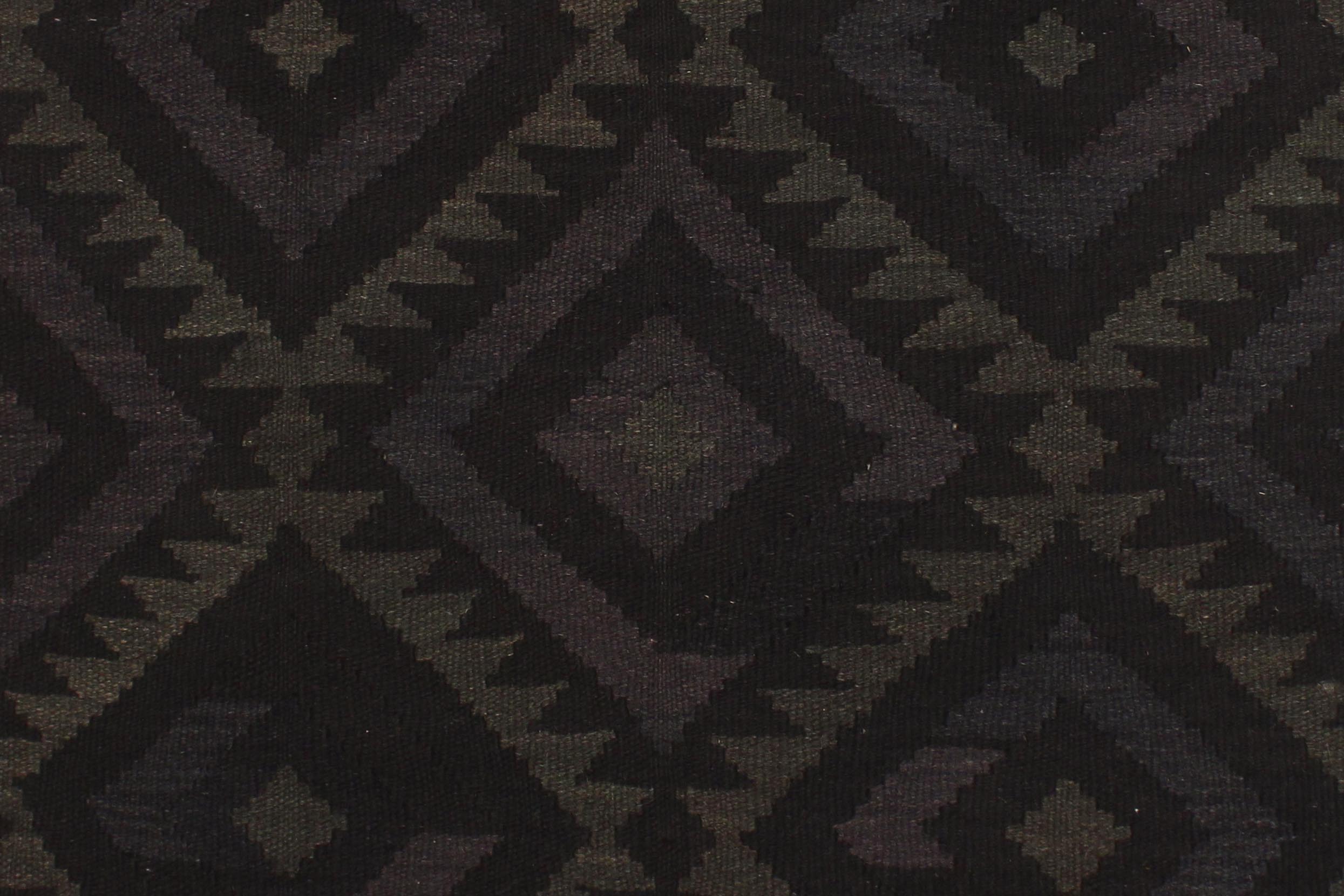 handmade Modern Kilim Black Blue Hand-Woven RECTANGLE 100% WOOL area rug 5x6