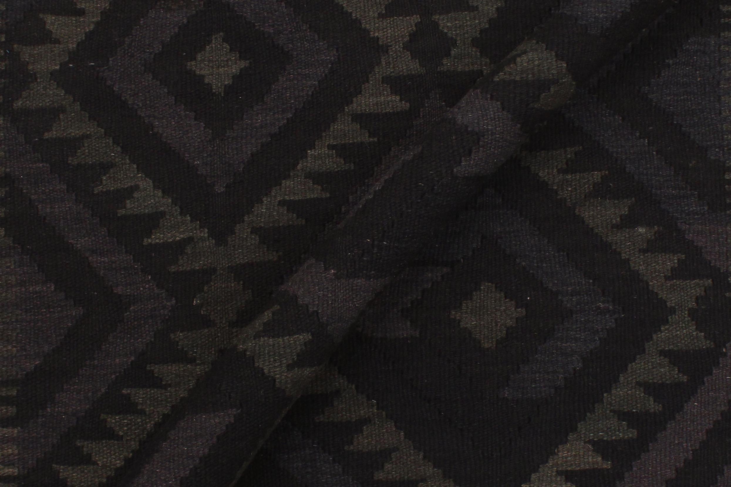 handmade Modern Kilim Black Blue Hand-Woven RECTANGLE 100% WOOL area rug 5x6