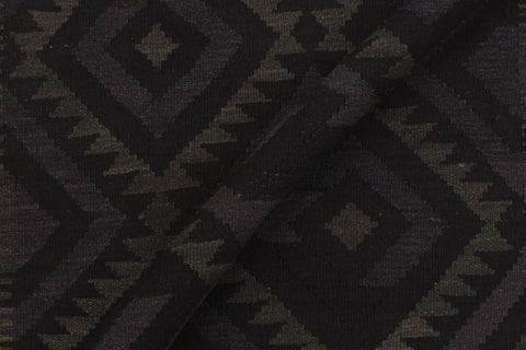 handmade Modern Kilim Black Blue Hand-Woven RECTANGLE 100% WOOL area rug 5x6
