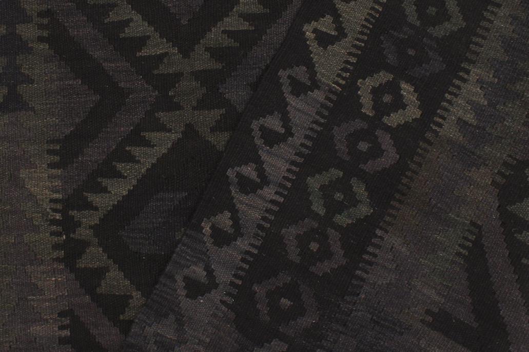 Flat Weave Kilim Antique Navaho Vintage handmade Geometric Kilim Black Blue Hand-Woven Rectangle 100% Wool Area Rug 5x6 