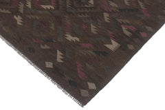 handmade Modern Kilim Brown Blue Hand-Woven RECTANGLE 100% WOOL area rug 6' x 8'