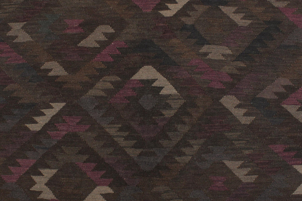 handmade Modern Kilim Brown Blue Hand-Woven RECTANGLE 100% WOOL area rug 6' x 8'