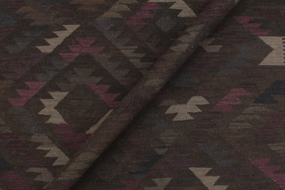 handmade Modern Kilim Brown Blue Hand-Woven RECTANGLE 100% WOOL area rug 6' x 8'