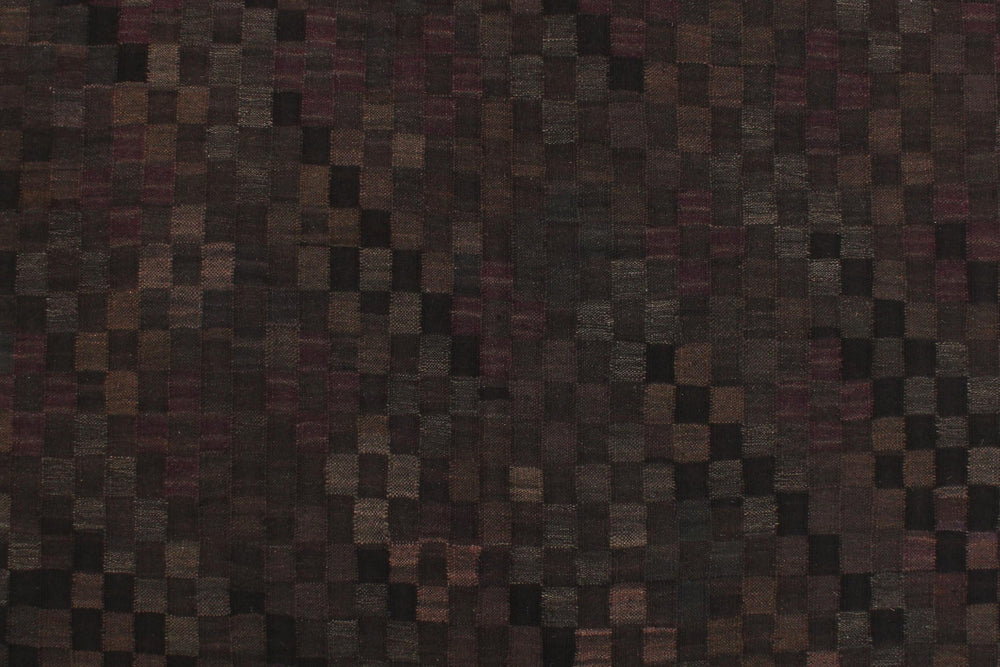 handmade Modern Kilim Black Brown Hand-Woven RECTANGLE 100% WOOL area rug 5' x 7'