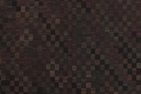 handmade Modern Kilim Black Brown Hand-Woven RECTANGLE 100% WOOL area rug 5' x 7'