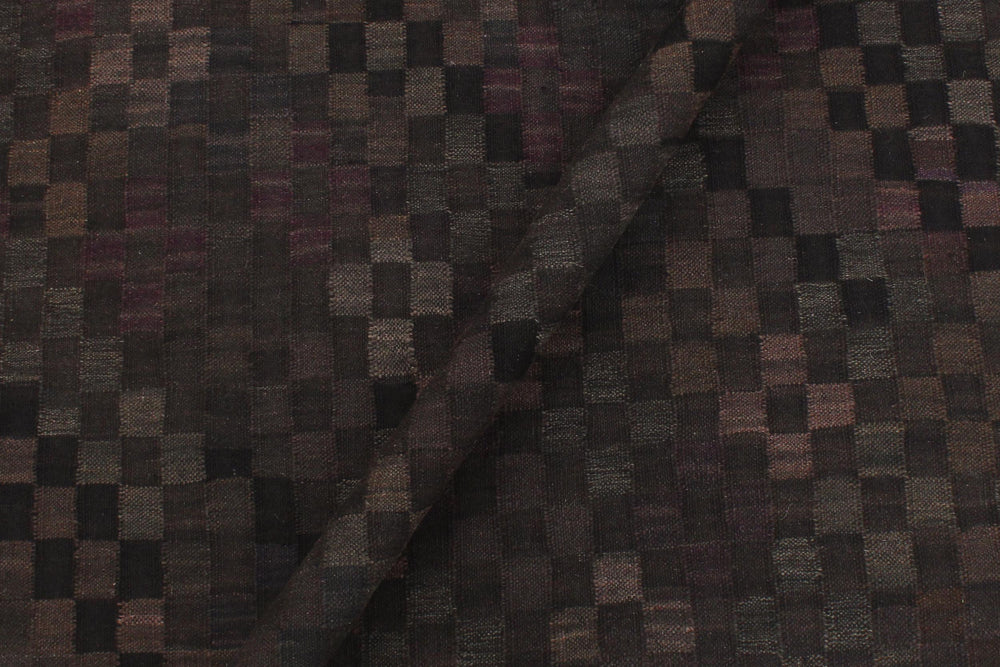 handmade Modern Kilim Black Brown Hand-Woven RECTANGLE 100% WOOL area rug 5' x 7'