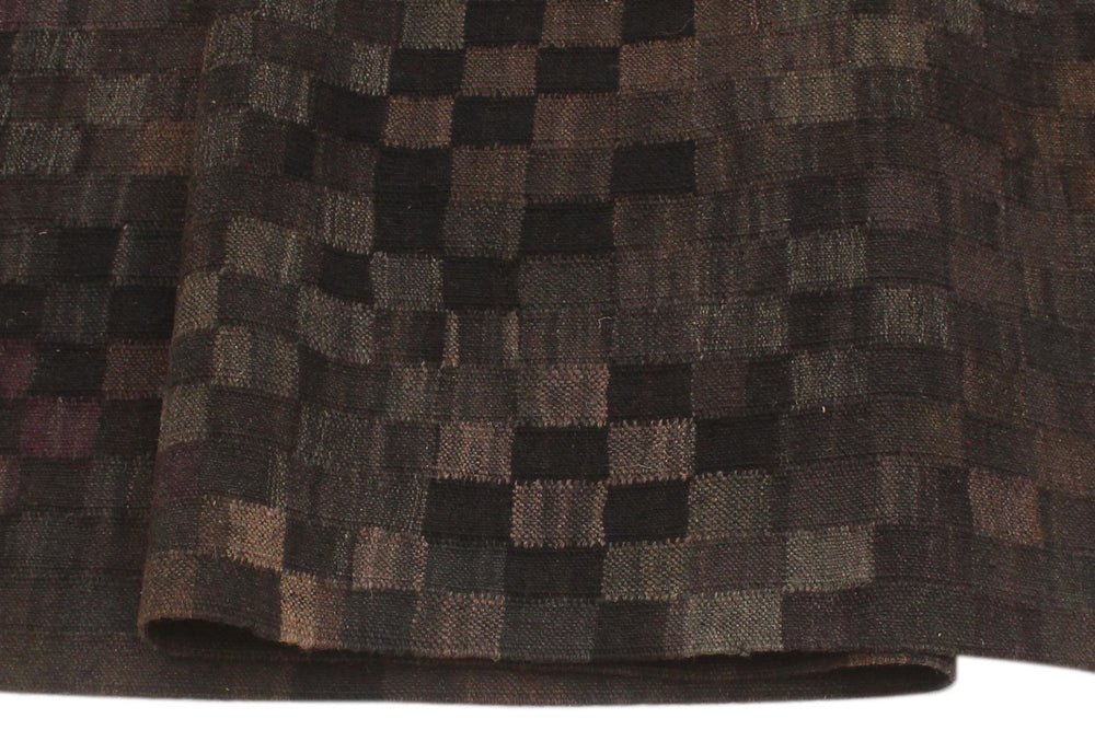 handmade Modern Kilim Black Brown Hand-Woven RECTANGLE 100% WOOL area rug 5' x 7'