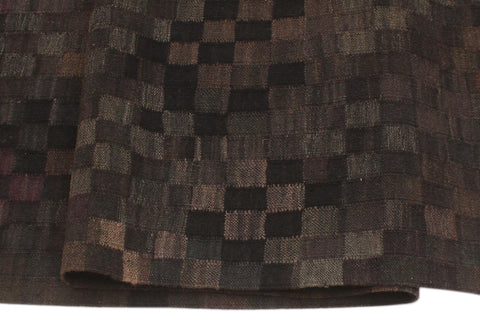 handmade Modern Kilim Black Brown Hand-Woven RECTANGLE 100% WOOL area rug 5' x 7'