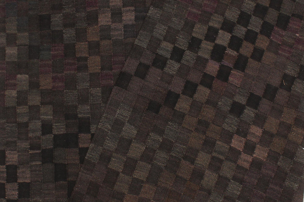 handmade Modern Kilim Black Brown Hand-Woven RECTANGLE 100% WOOL area rug 5' x 7'