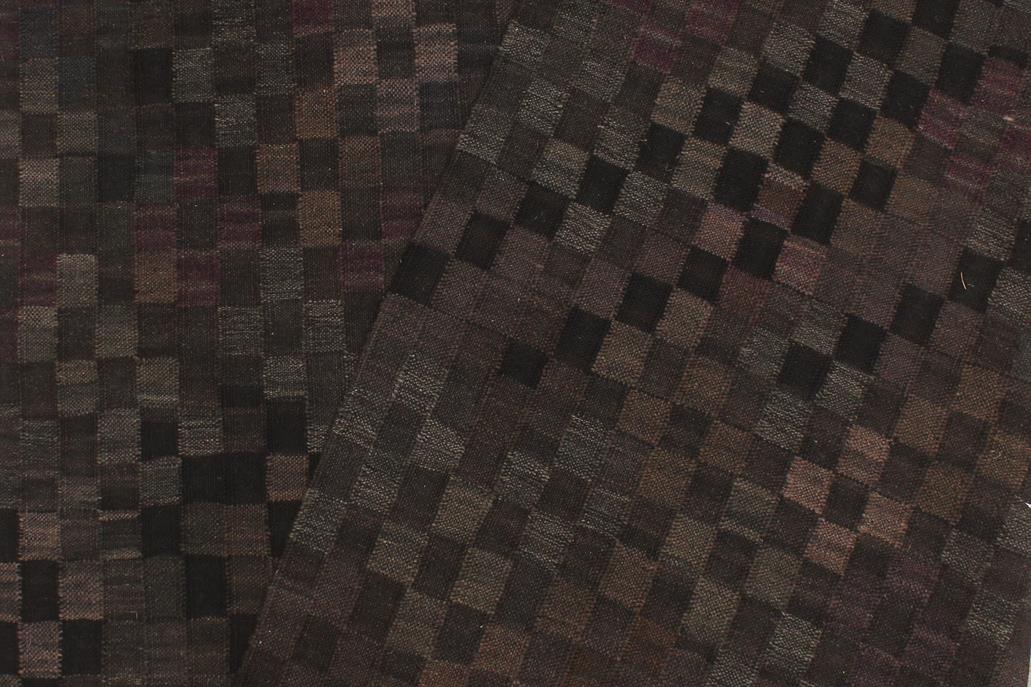 Flat Weave Kilim Antique Navaho Vintage handmade Modern Kilim Black Brown Hand-Woven Rectangle 100% Wool Area Rug 5x7 