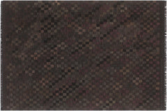 handmade Modern Kilim Black Brown Hand-Woven RECTANGLE 100% WOOL area rug 5' x 7'