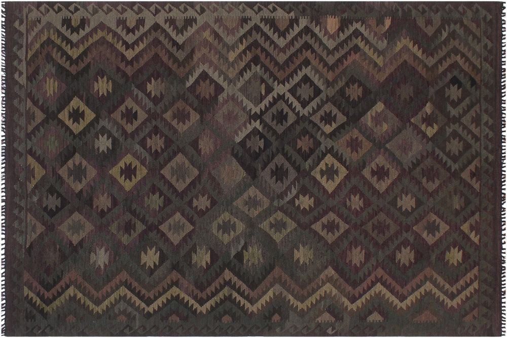handmade Modern Kilim Purple Green Hand-Woven RECTANGLE 100% WOOL area rug 6' x 10'