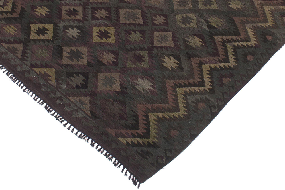 handmade Modern Kilim Purple Green Hand-Woven RECTANGLE 100% WOOL area rug 6' x 10'