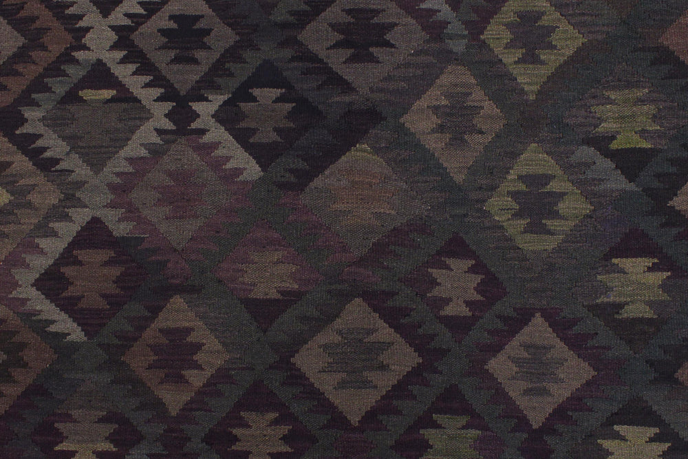 handmade Modern Kilim Purple Green Hand-Woven RECTANGLE 100% WOOL area rug 6' x 10'