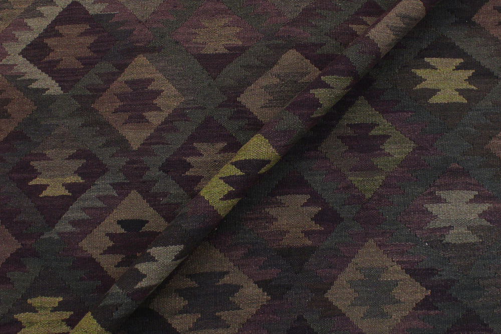 handmade Modern Kilim Purple Green Hand-Woven RECTANGLE 100% WOOL area rug 6' x 10'