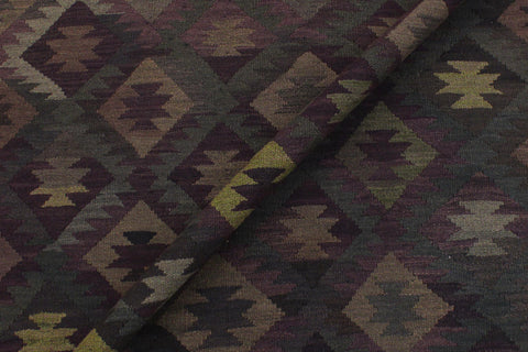 handmade Modern Kilim Purple Green Hand-Woven RECTANGLE 100% WOOL area rug 6' x 10'