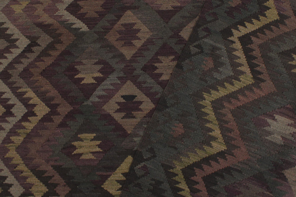 handmade Modern Kilim Purple Green Hand-Woven RECTANGLE 100% WOOL area rug 6' x 10'