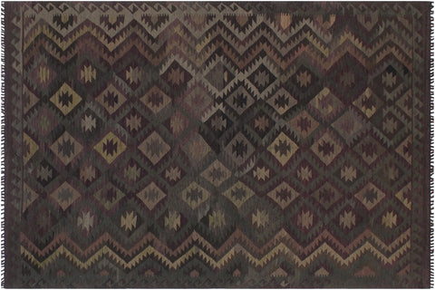 handmade Modern Kilim Purple Green Hand-Woven RECTANGLE 100% WOOL area rug 6' x 10'