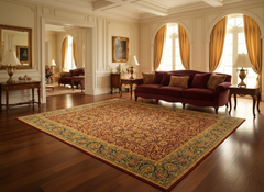 Turkish Knotted Istanbul Sumiko Red/Teal Wool Rug - 10'1'' x 14'1''