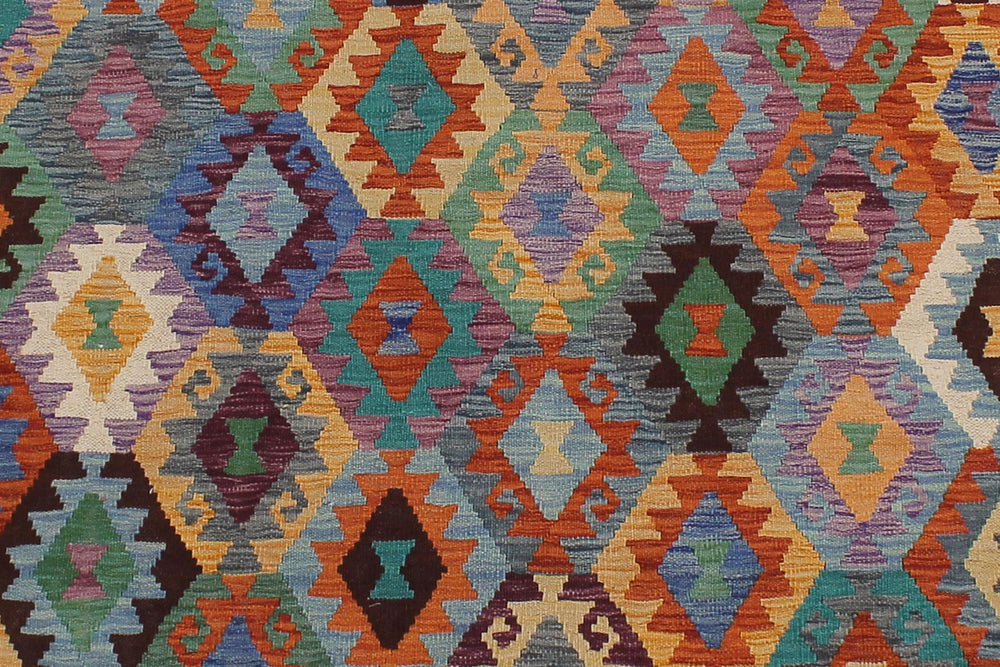 handmade Geometric Kilim Rust Brown Hand-Woven RECTANGLE 100% WOOL area rug 10 x 13
