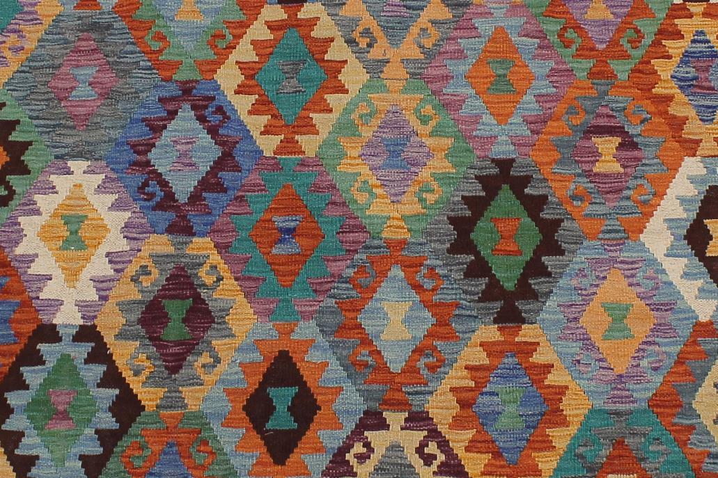 Flat Weave Kilim Antique Navaho Vintage handmade Geometric Kilim Rust Brown Hand-Woven Rectangle 100% Wool Area Rug 10x13 