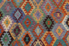 handmade Geometric Kilim Rust Brown Hand-Woven RECTANGLE 100% WOOL area rug 10 x 13