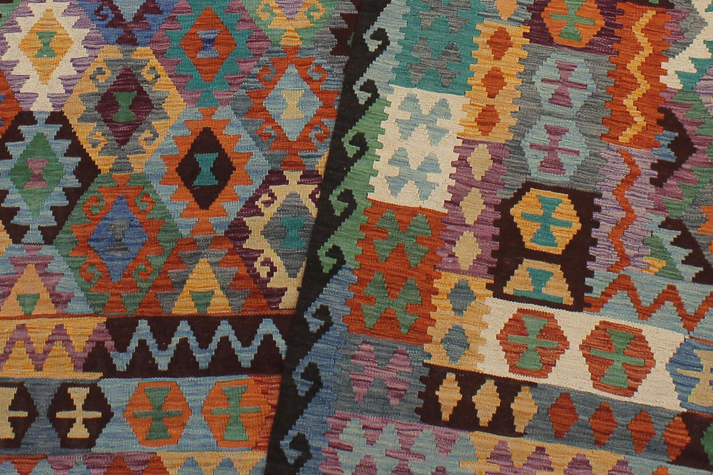 handmade Geometric Kilim Rust Brown Hand-Woven RECTANGLE 100% WOOL area rug 10 x 13