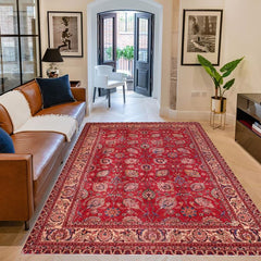Traditional handmade Persian vintage distressed Red Beige Hand Knotted RECTANGLE 100% WOOL area rug 10 x 13
